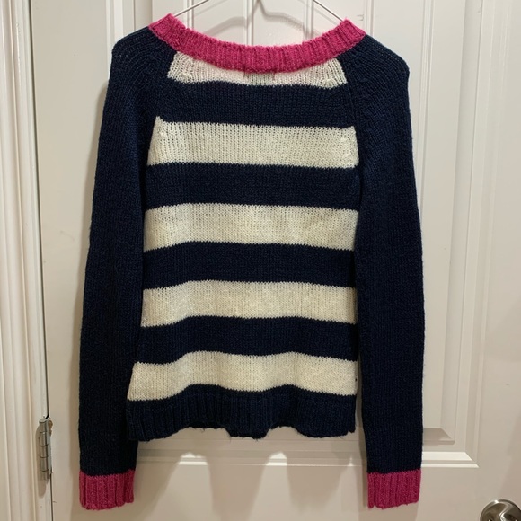 Pink Navy White Striped Sweater - Picture 2 of 3